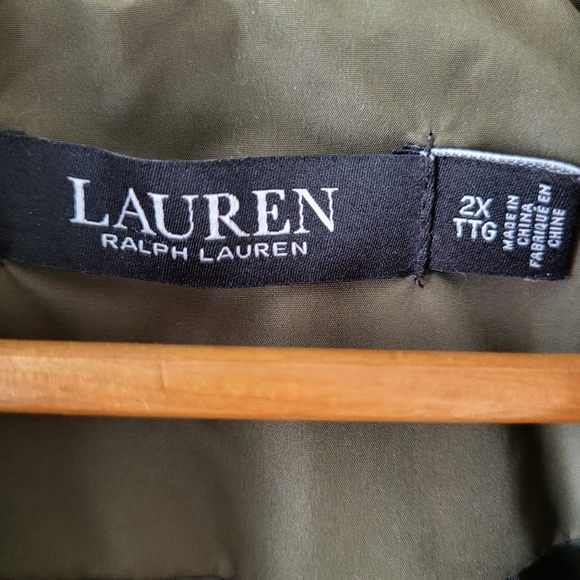 Ralph Lauren Olive Green With Brown Corduroy Long Quilted Jacket Size 2X - Picture 11 of 13